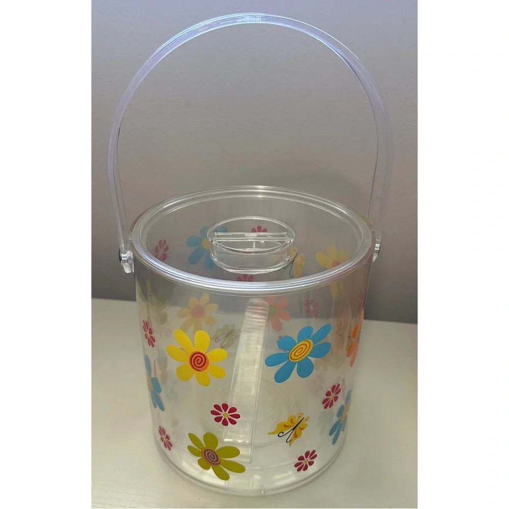 Vintage 90s/Y2K Acrylic Floral Ice Bucket